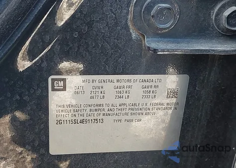 2014 Chevrolet Impala 1Lt z USA, uszkodzony, nr VIN 2G1115SL4E9117513